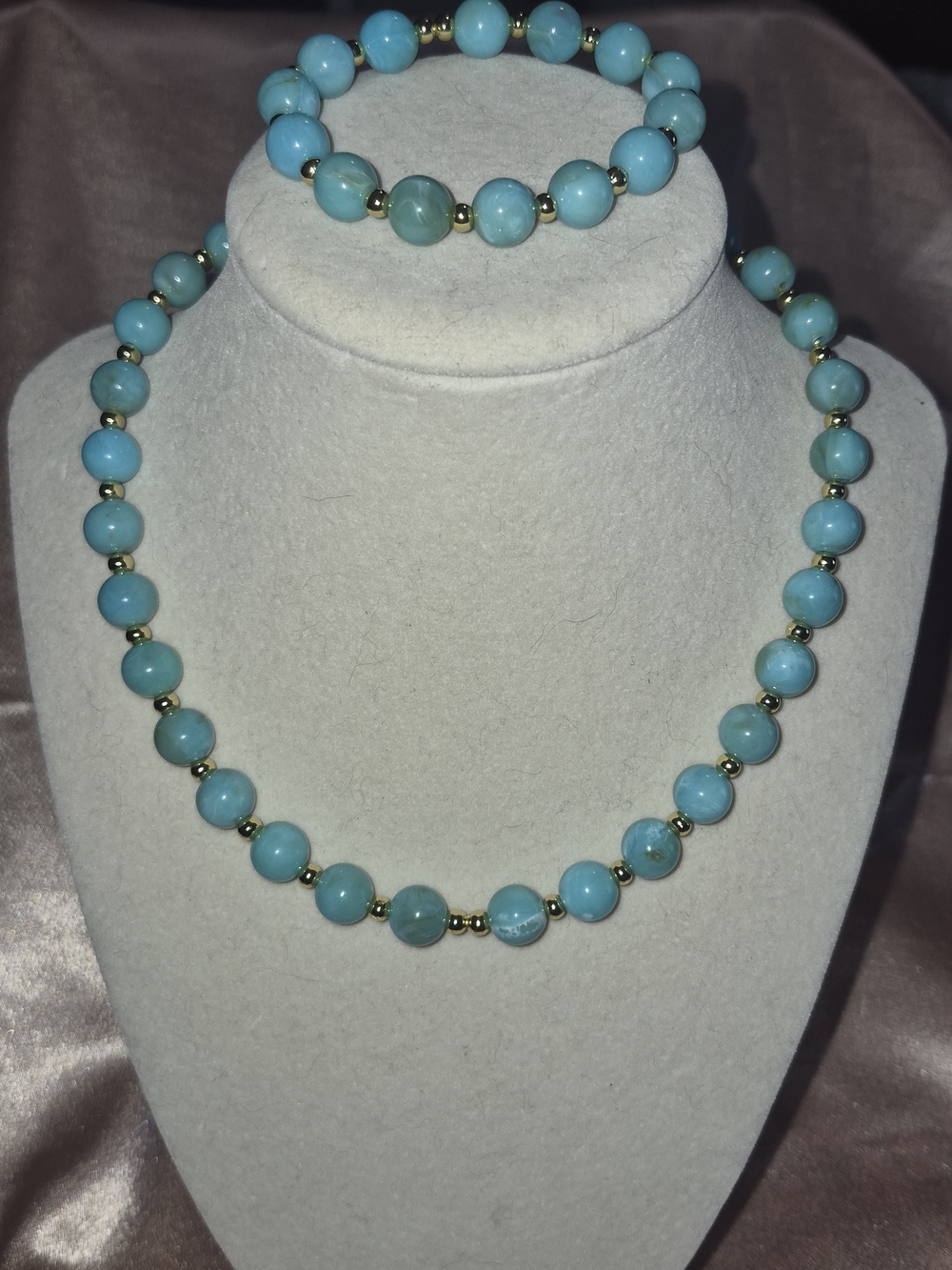 Aqua Beaded Necklace and Bracelet Set